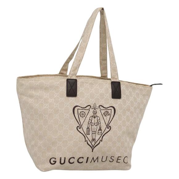 GUCCI GG Canvas Tote Bag Beige Silver - Picture 1 of 16